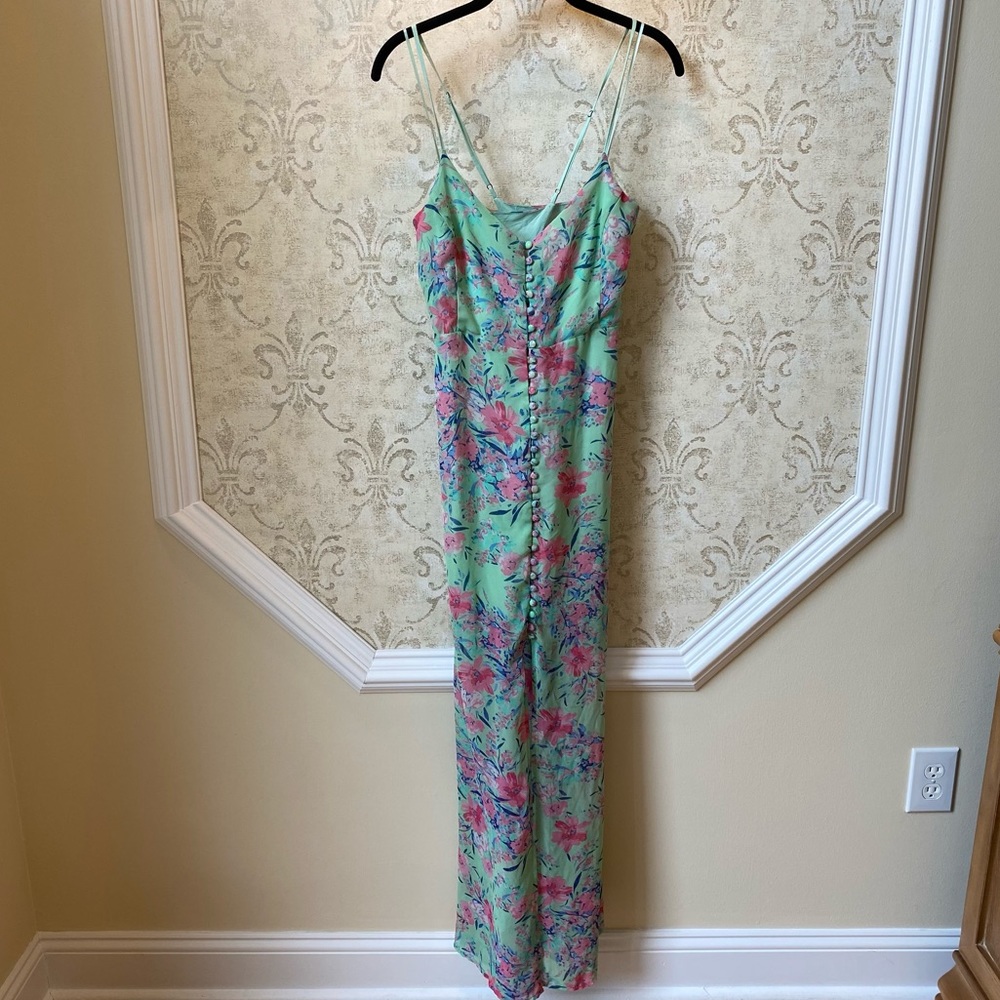 Urban Outfitters Sea foam Floral Maxi Slip Dress L - Picture 2 of 5